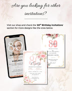 80th Black Silver Elegant Birthday Invitation