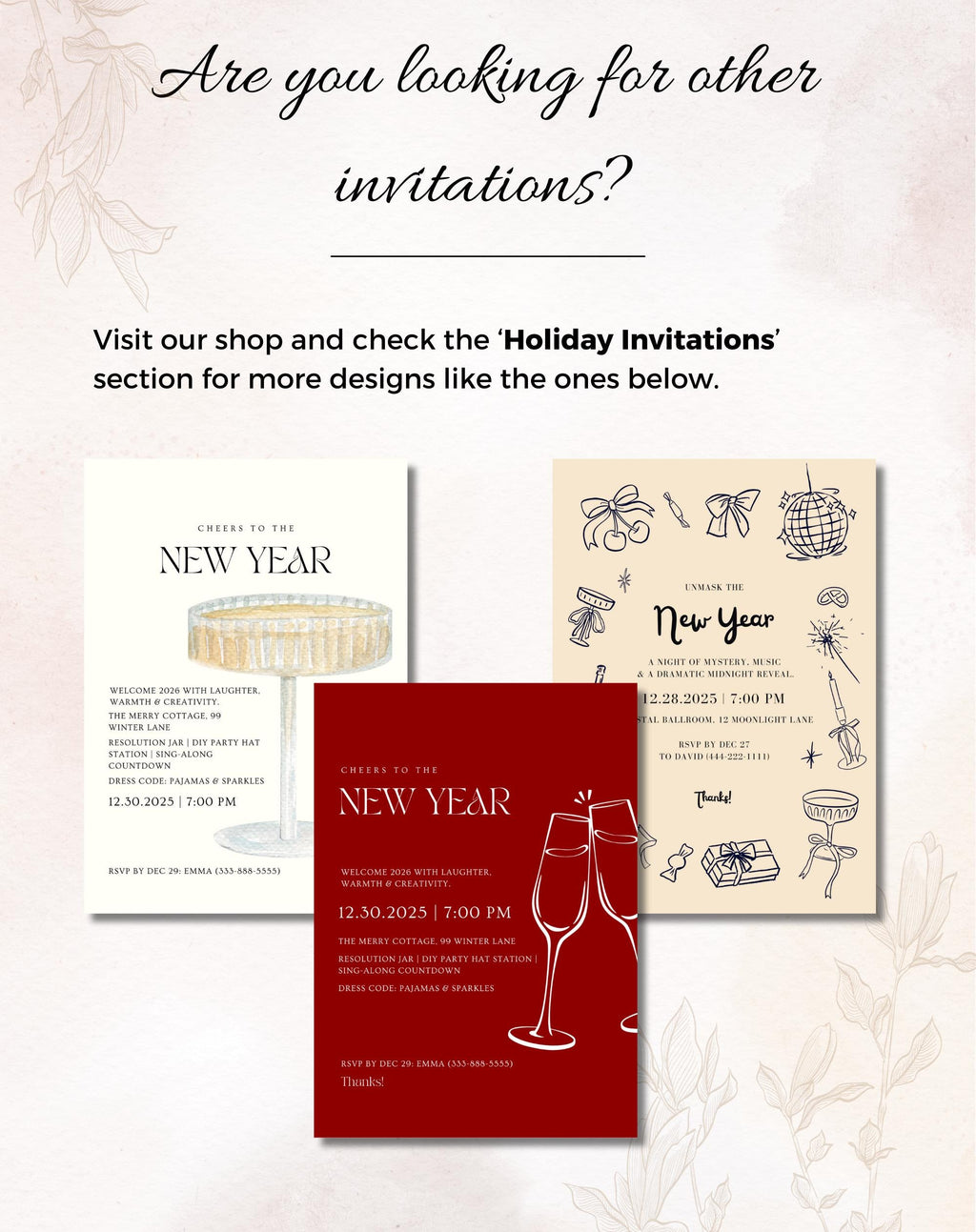 Silver Disco New Year Invitation