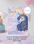 Pastel Rainbow Unicorn Birthday Invitation
