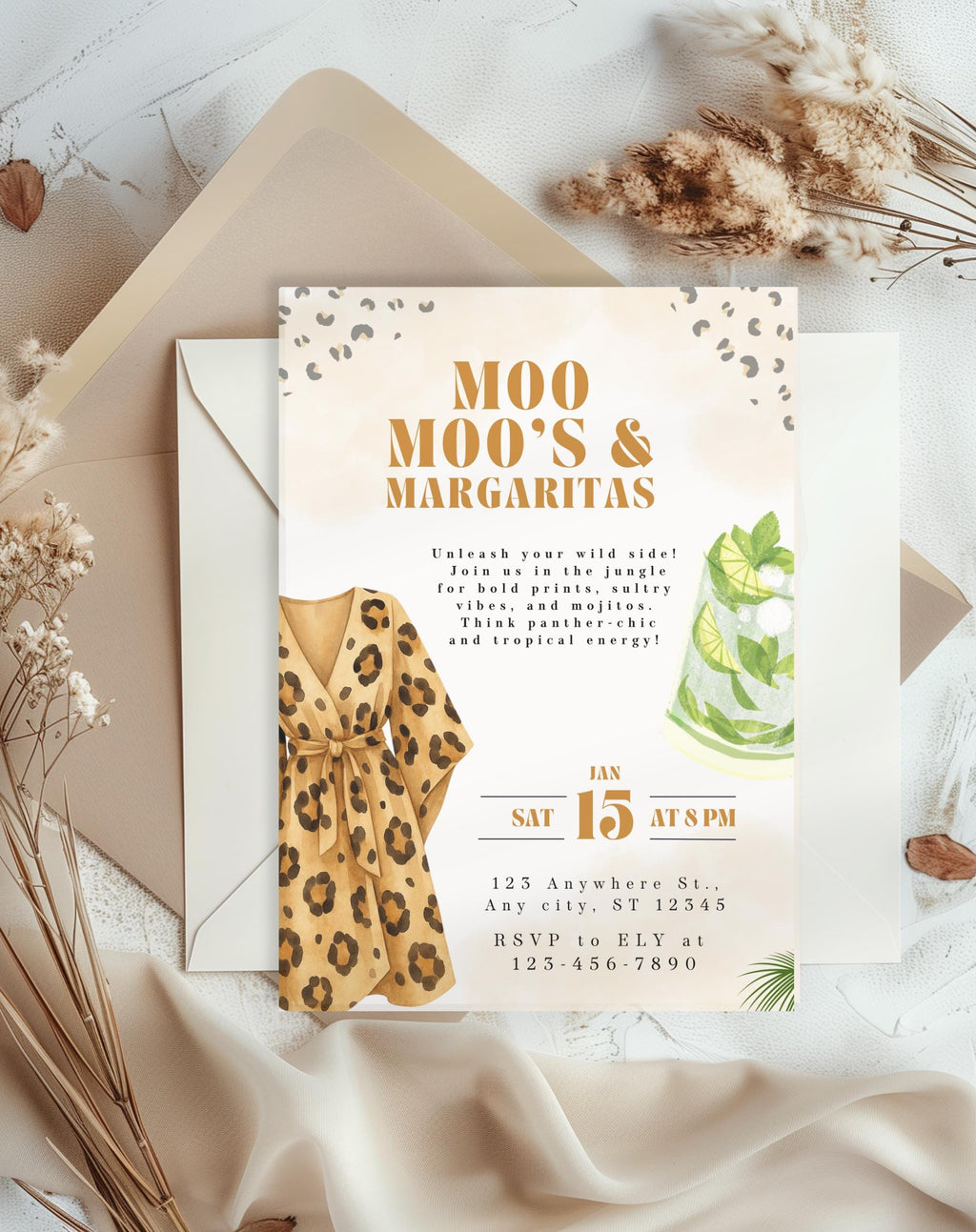 Leopard Print Girls Night Birthday Invitation