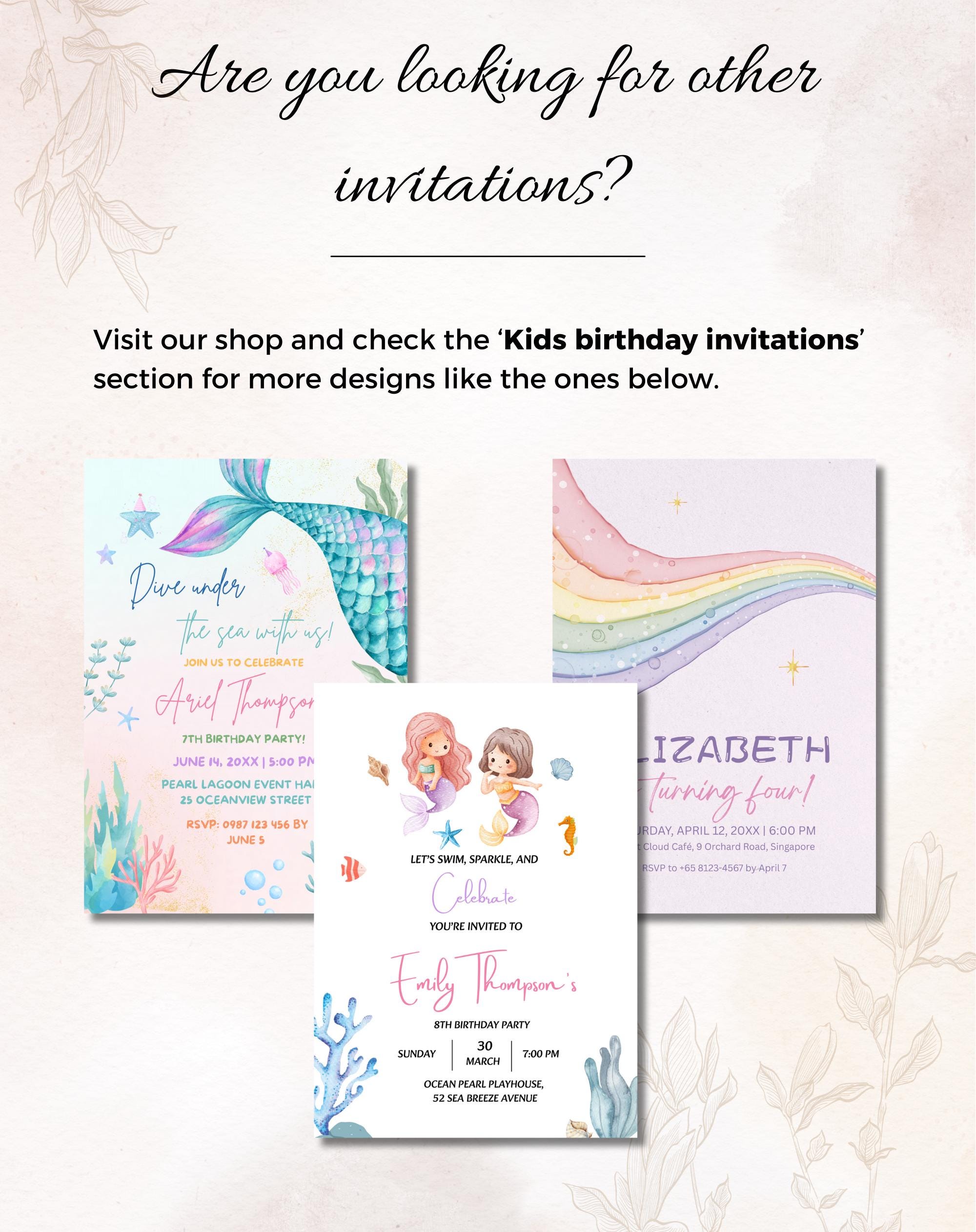 Mermaid Under the Sea Kids Invitation