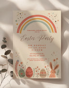 Easter Invitation Pastel Rainbow Party Invite - editable Canva template gallery image