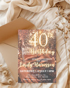 40th Gold Glitter Birthday Invitation