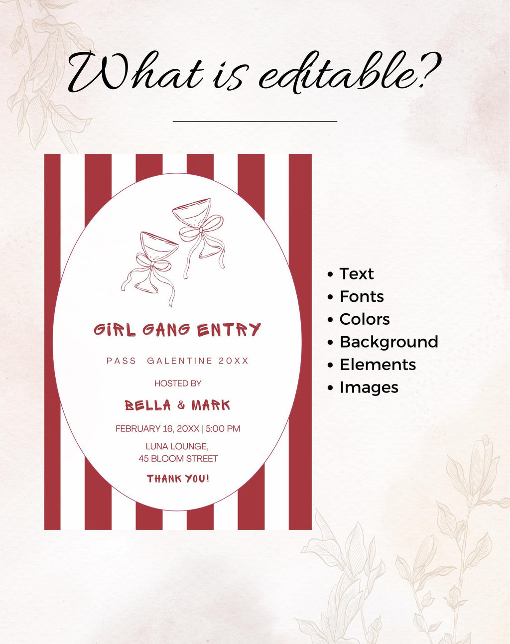Galentine Girl Gang Entry Valentine Party Invitation