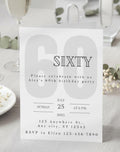60th Black and White Birthday Invitation