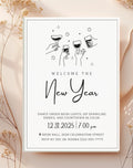 Black & White New Year Drinks Invitation