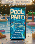 Gold Tropical Pool Party Invitation
