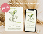 Olive Green Martini Birthday Invitation