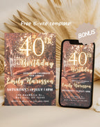 40th Gold Glitter Birthday Invitation