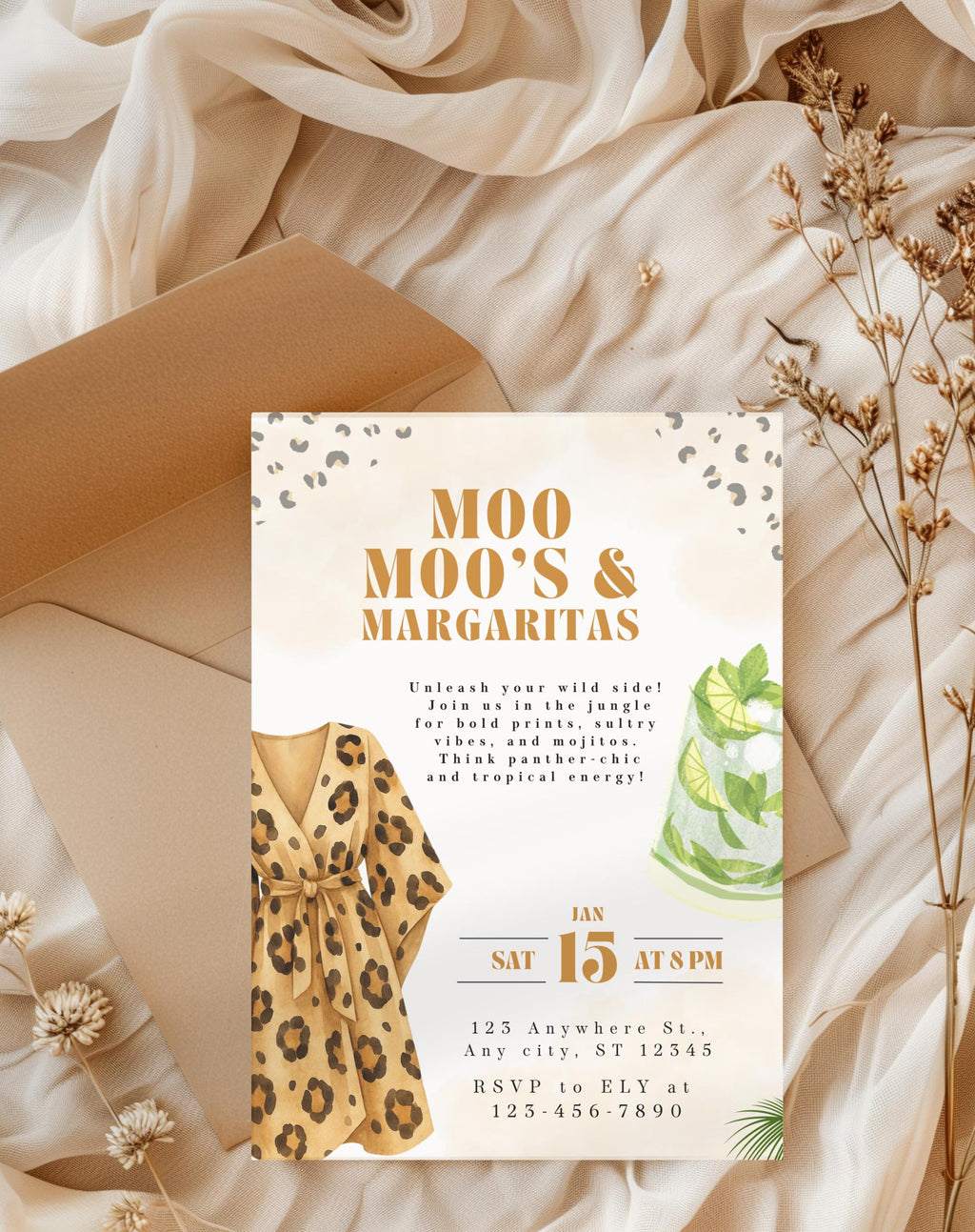 Leopard Print Girls Night Birthday Invitation