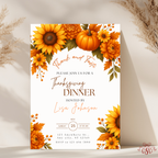 Floral Fall Thanksgiving Dinner Invitation - main design preview