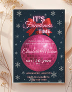 Friendsmas Pink Disco Ball Christmas Party Invitation - styled invitation mockup