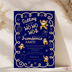 Funny Navy Gold Friendsmas Christmas Party Invitation - main design preview