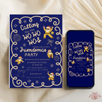 Funny Navy Gold Friendsmas Christmas Party Invitation - editable Canva template gallery image