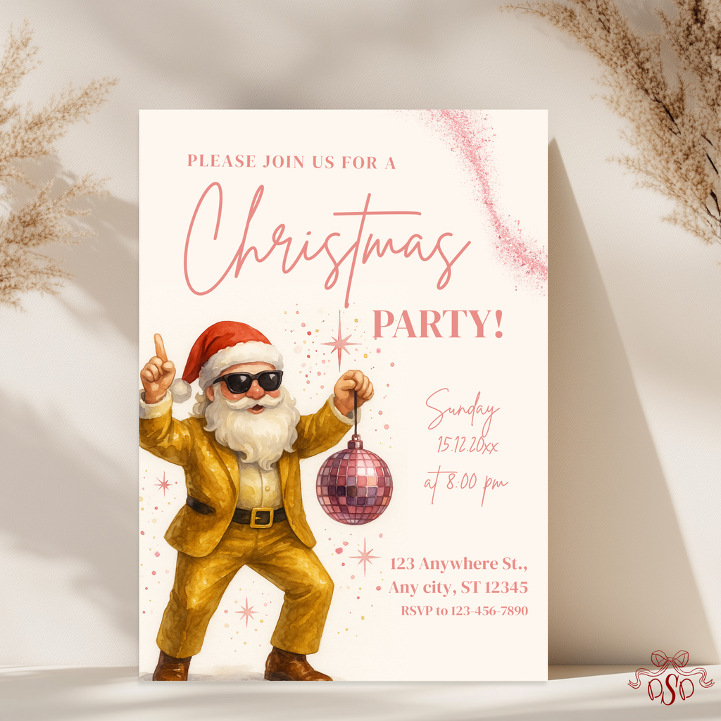Gold Blush Christmas Party Invitation - main design preview