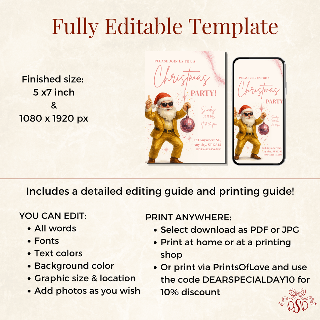Gold Blush Christmas Party Invitation - styled invitation mockup
