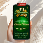 Green & Gold Friendsmas Disco Ball Invitation Animated Video - main design preview