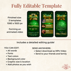 Green & Gold Friendsmas Disco Ball Invitation Animated Video - printable design detail