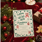 Green and Red Ho-Ho-Ho Christmas Party Invitation - printable invite design detail