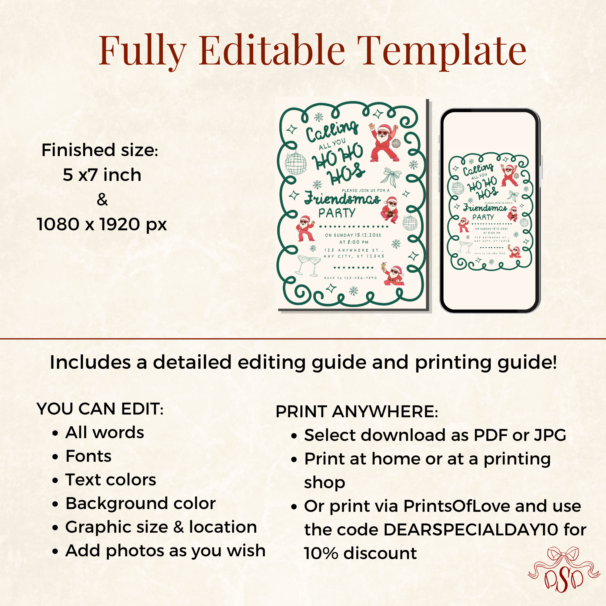 Green and Red Ho-Ho-Ho Christmas Party Invitation - additional gallery view