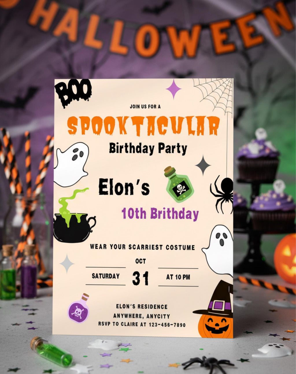 Halloween Spooktacular Birthday Party Invitation - main design preview