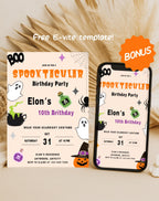 Halloween Spooktacular Birthday Party Invitation - styled invitation mockup