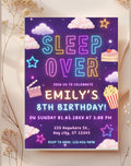 Neon Sleepover Birthday Invitation