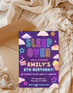 Neon Sleepover Birthday Invitation