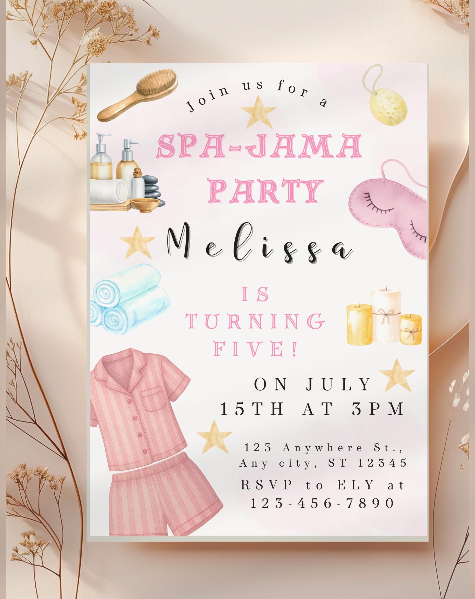 Spa Pajama Birthday Kids Party Invitation