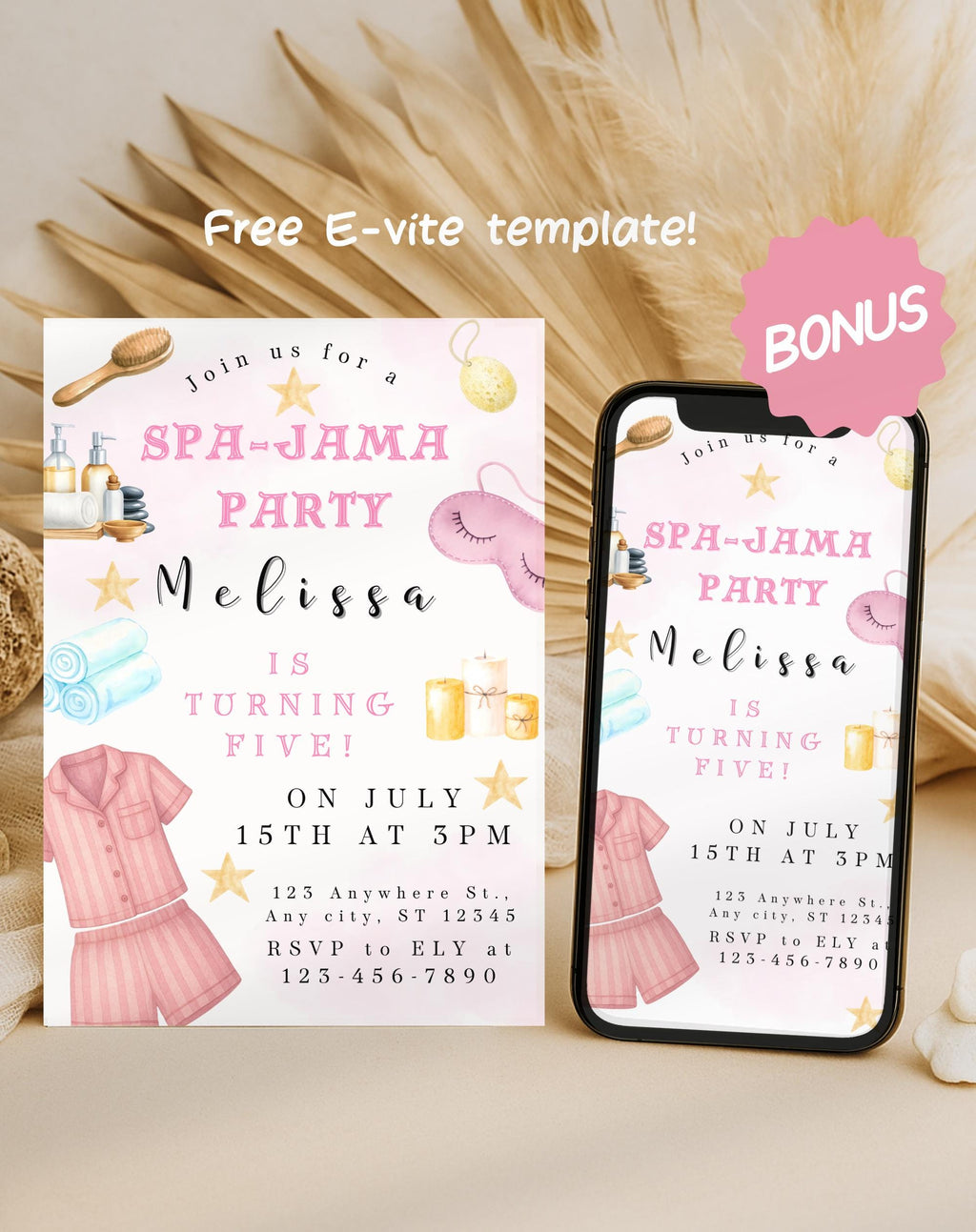 Spa Pajama Birthday Kids Party Invitation