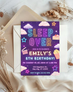 Neon Sleepover Birthday Invitation