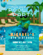 Gamers Pool Party Birthday Invitation
