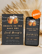 50th Birthday Invitation Cheers  and Beers to the Next 50 Beer Party Template Editable in Canva