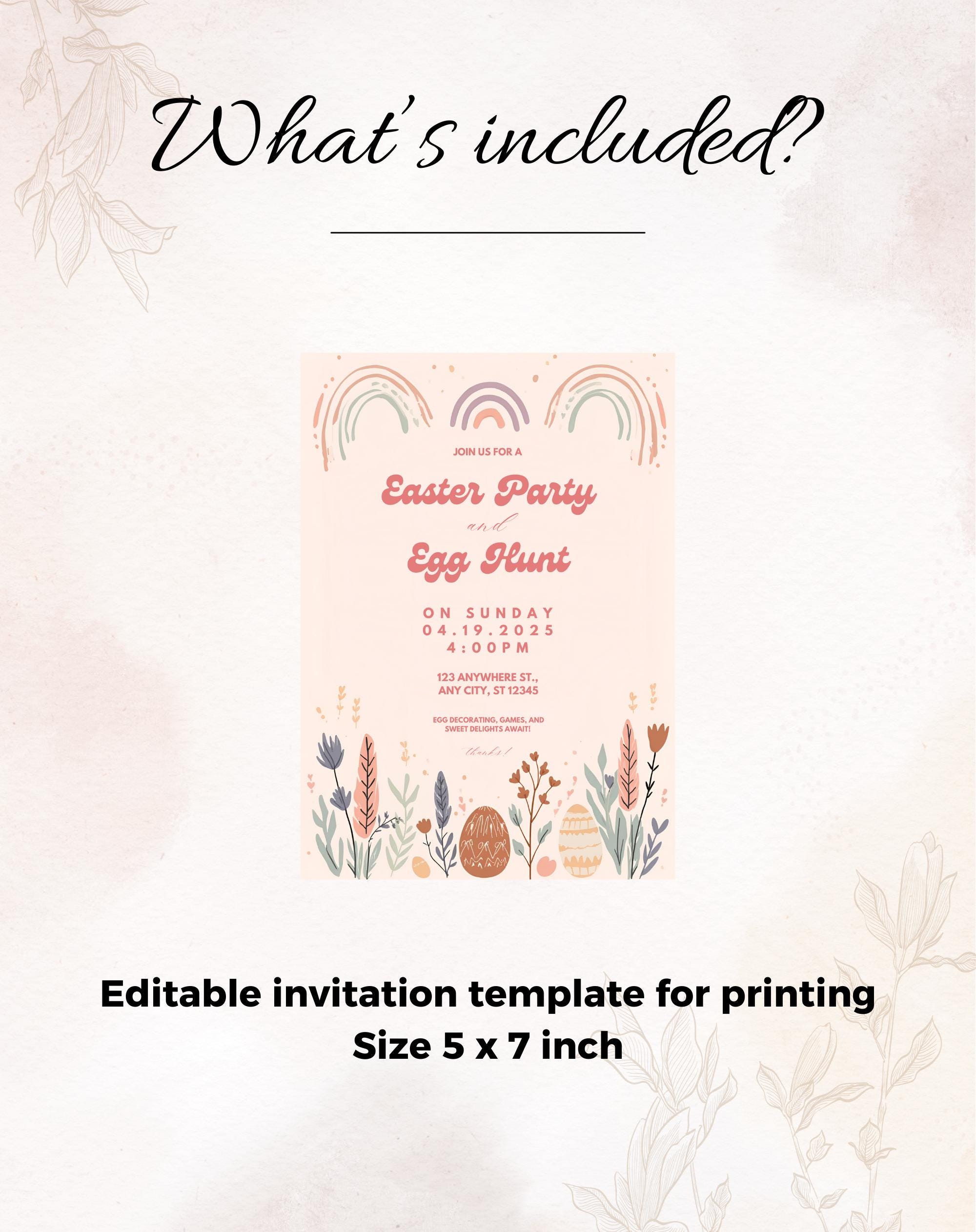 Easter Invitation Boho Pastel Egg Hunt
