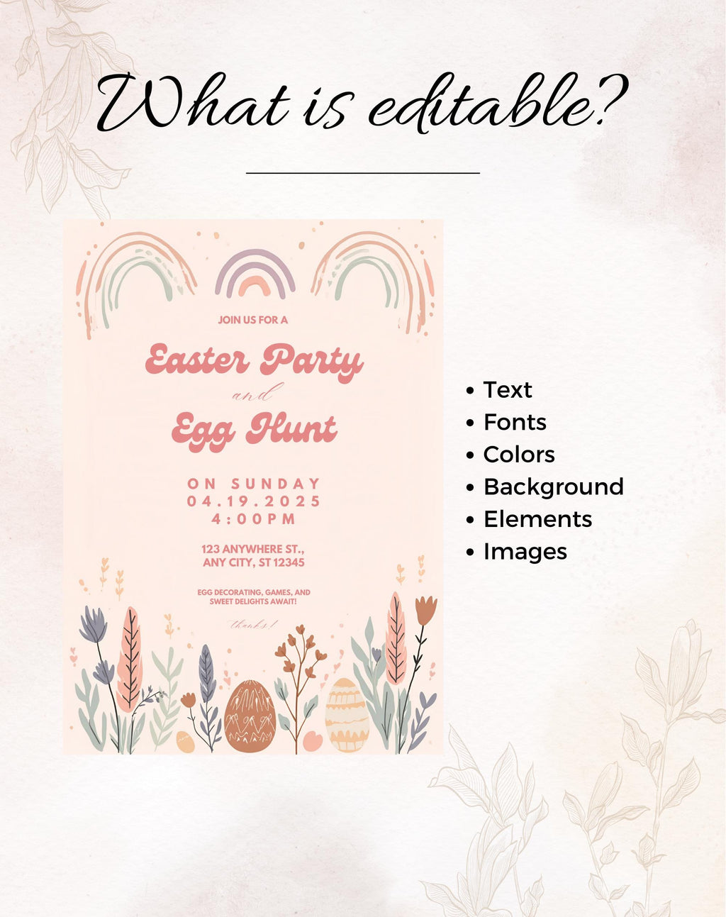Easter Invitation Boho Pastel Egg Hunt