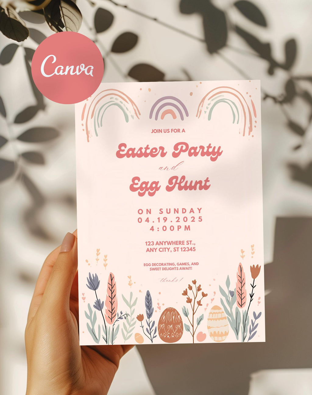 Easter Invitation Boho Pastel Egg Hunt