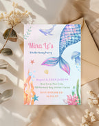 Mermaid Tail Birthday Invitation - printable invite design detail