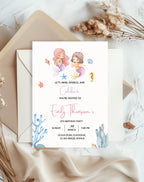 Mermaid Under the Sea Birthday Invitation - printable invite design detail