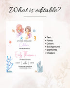 Mermaid Under the Sea Birthday Invitation - styled invitation mockup