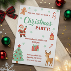 Mint Green Cute Christmas Design Invitation - printable invite design detail