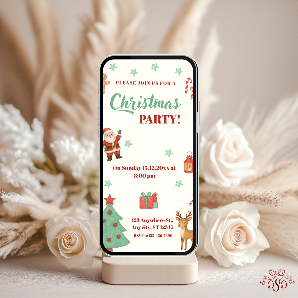 Mint Green Cute Christmas Design Invitation - styled invitation mockup