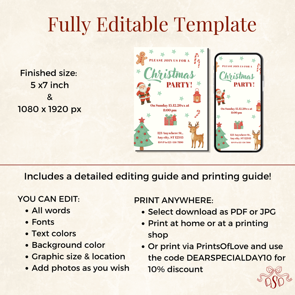 Mint Green Cute Christmas Design Invitation - additional gallery view