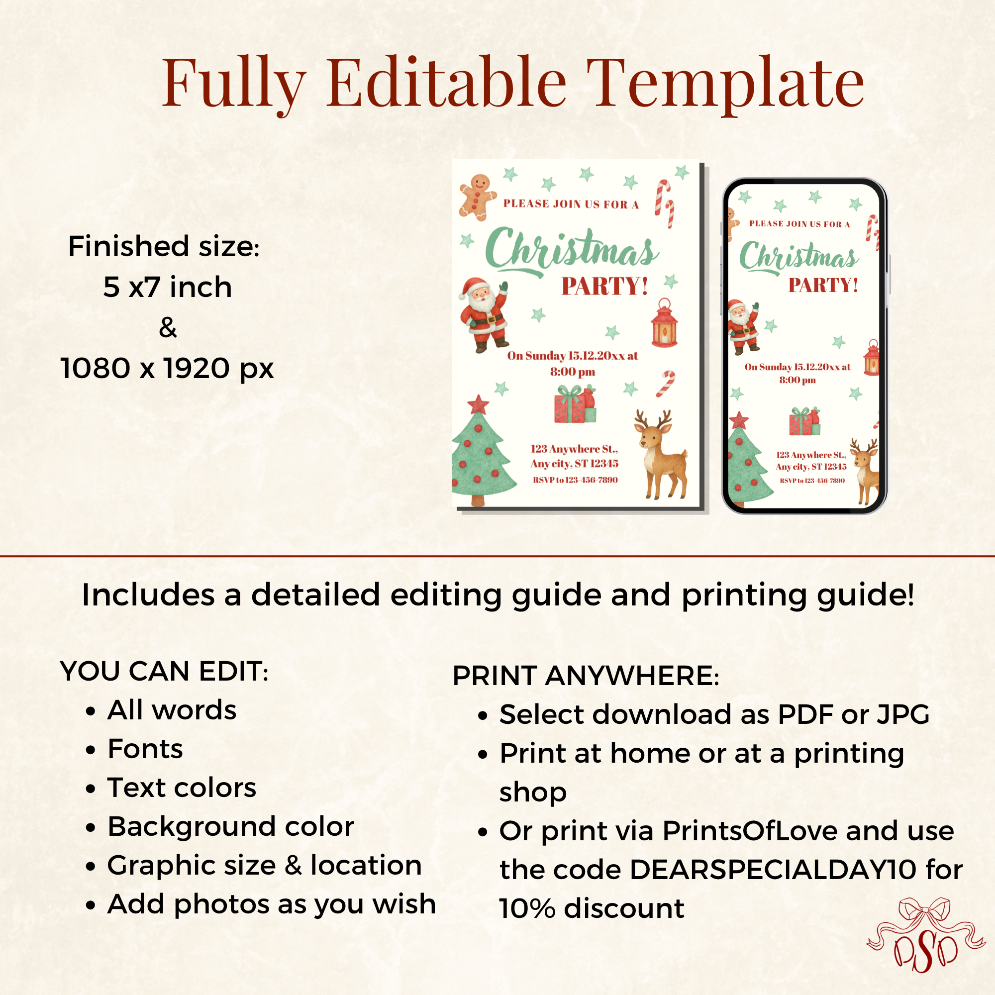Mint Green Cute Christmas Design Invitation - additional gallery view