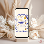 Navy Gold Friendsmas Party Invitation With Dancing Santa - printable invite design detail