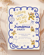 Navy Gold Friendsmas Party Invitation With Dancing Santa - additional gallery view