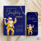 Navy Santa Cocktail Christmas Party Invitation - main design preview