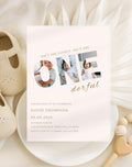 ONEderful Neutral Beige First Birthday Invitation - main design preview
