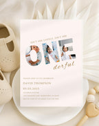 ONEderful Neutral Beige First Birthday Invitation - main design preview