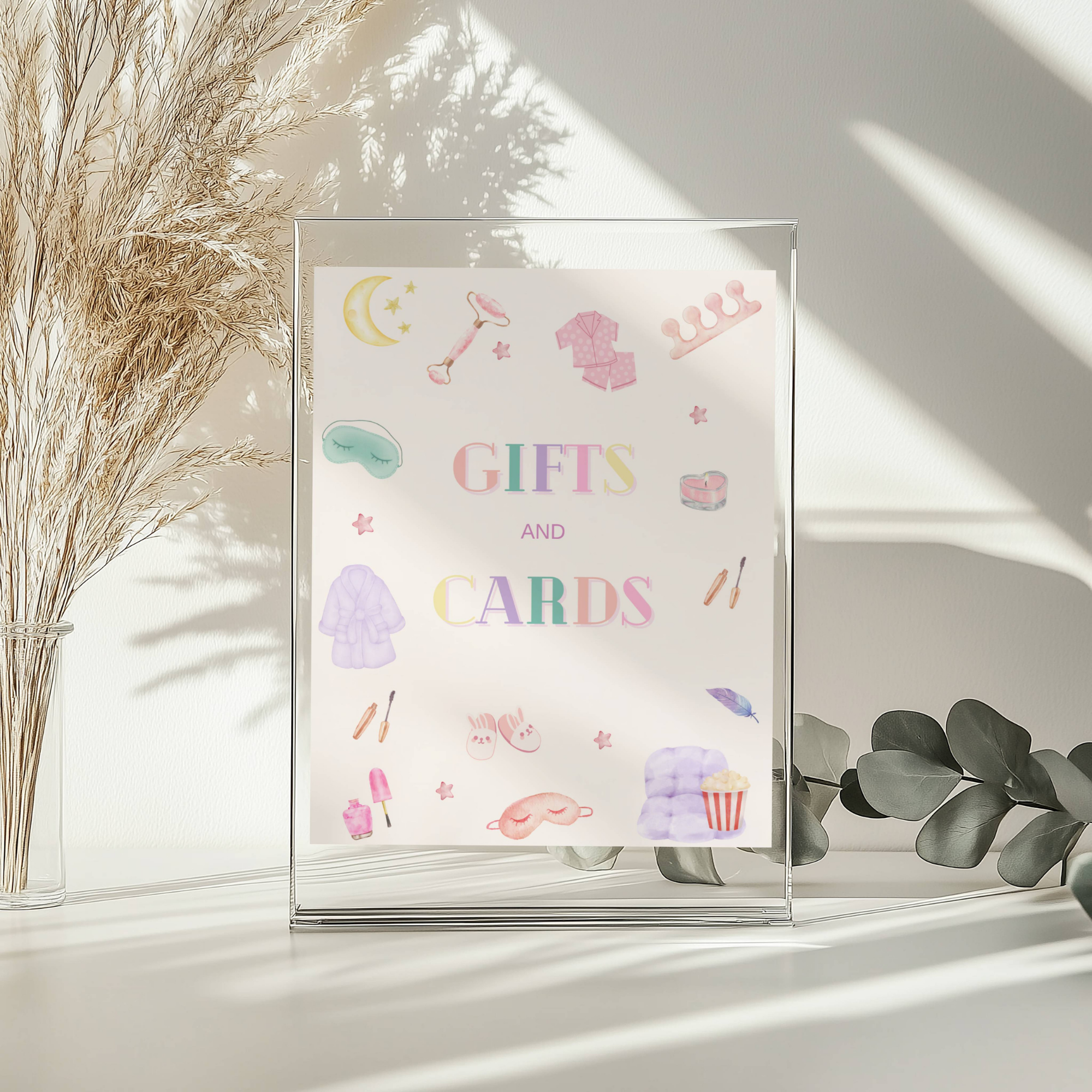 Pastel Spa Pajama Party Custom Signs - printable invite design detail