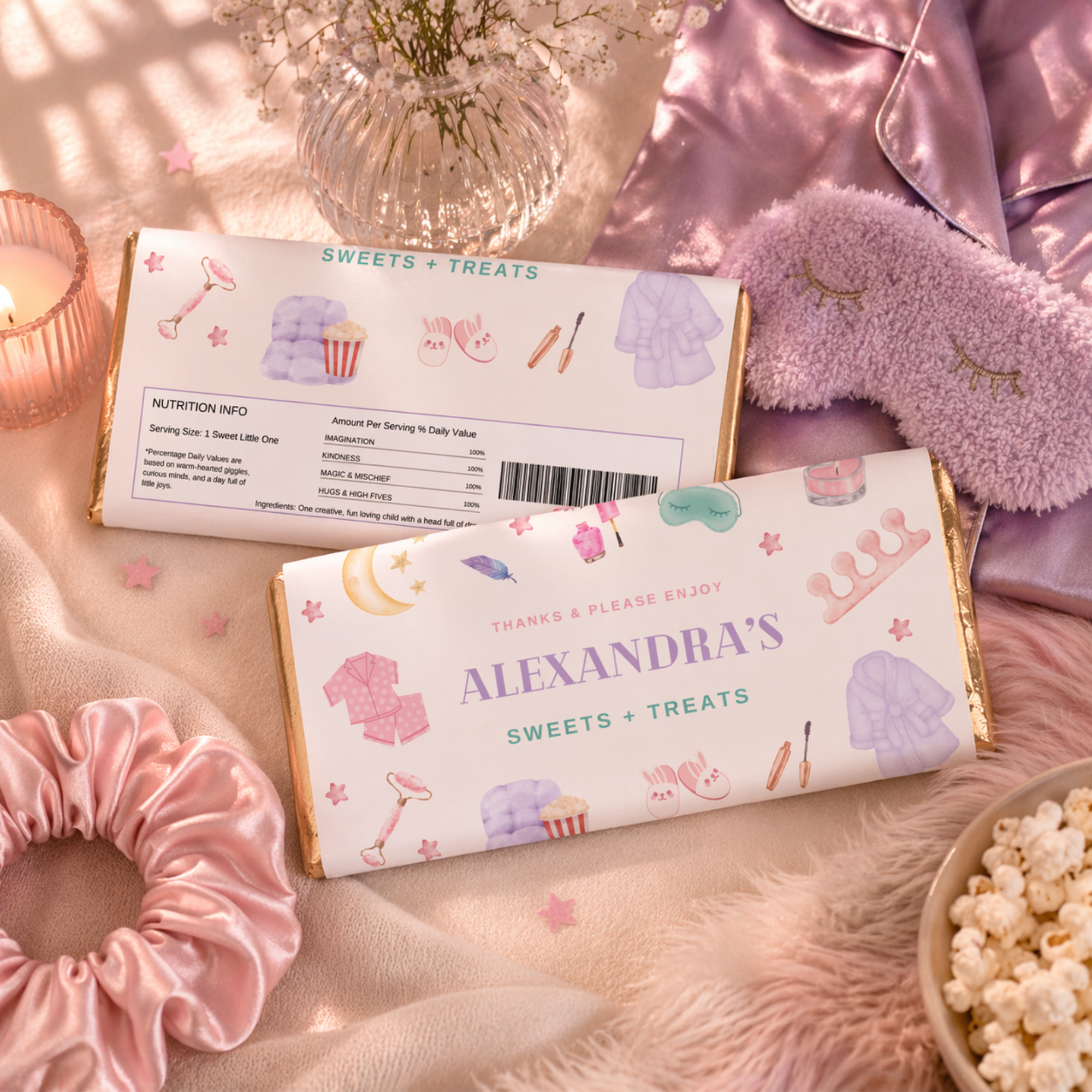 Pastel Spa Party Chocolate Bar Wrapper Template - main design preview